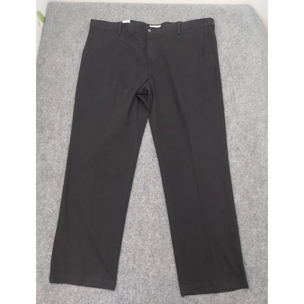 DOCKERS Khaki Pants Men 48x34 Black Big and Tall Classic Fit Comfort No Iron NWT